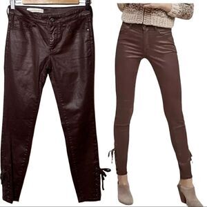 Burgundy Pants Pilcro and the Letterpress Anthro Waxy Finish Lace Up Ankles 25
